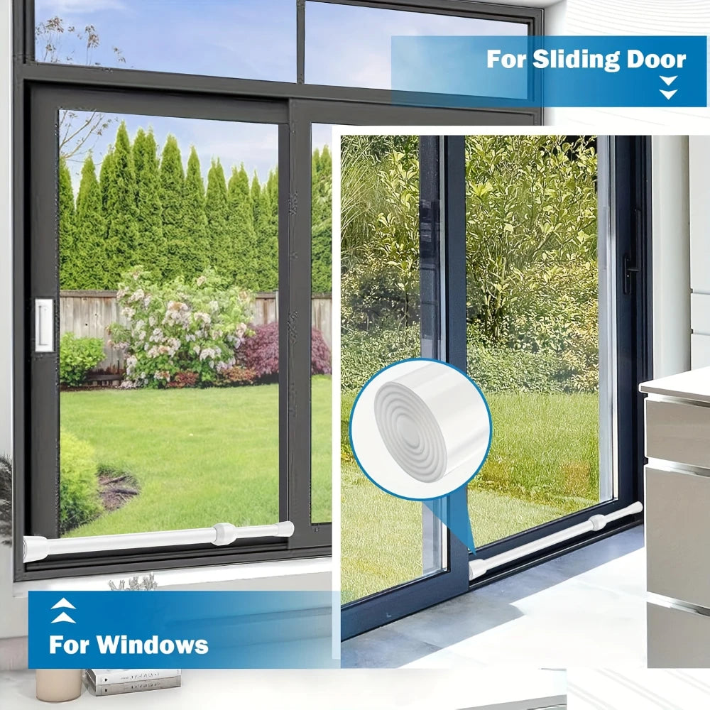 Adjustable Metal Window & Door Safety Bar – Secure Sliding Lock with Rubber Tips Anti-theft Security Guard Home Use