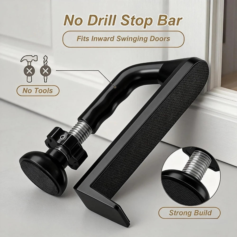 1PC Heavy Duty Metal Portable Door Stopper for Travel No Drill Security Device Anti Theft for Hotel Apartment Home Women Solo