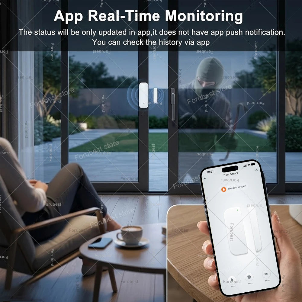 Zigbee Door Sensor Window Sensor Wireless Magnetic Open Closed Detector Smart Home Security Burglar Sensor For Tuya Z2M HA Hub