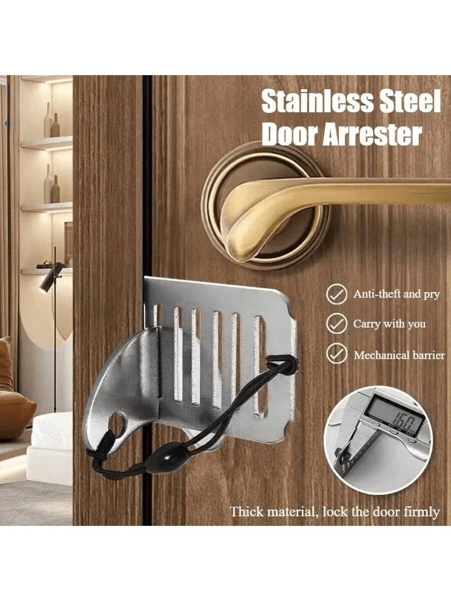Safety Anti-theft Door Blocker Portable 8cm Stainless Steel Safe Security Tool For Home Privacy Hotel Travel Door Lock Stopper