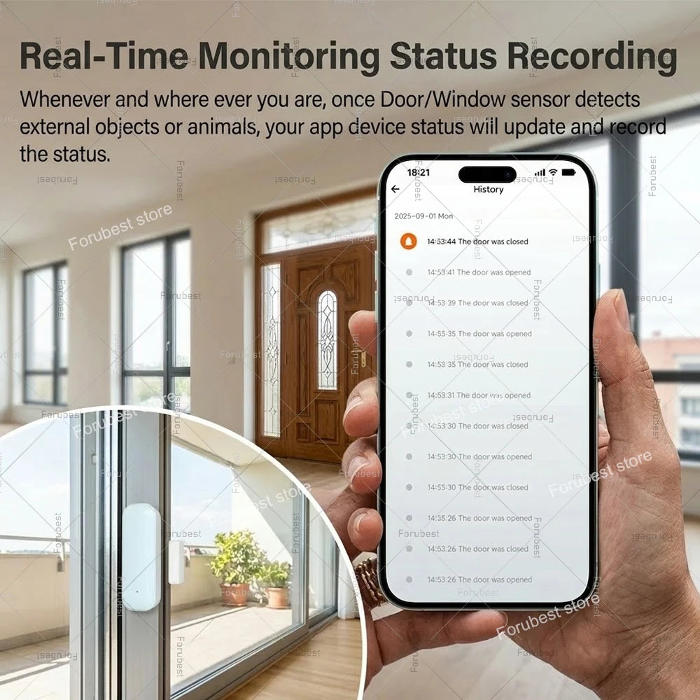 Zigbee Door Sensor Window Sensor Wireless Magnetic Open Closed Detector Smart Home Security Burglar Sensor For Tuya Z2M HA Hub