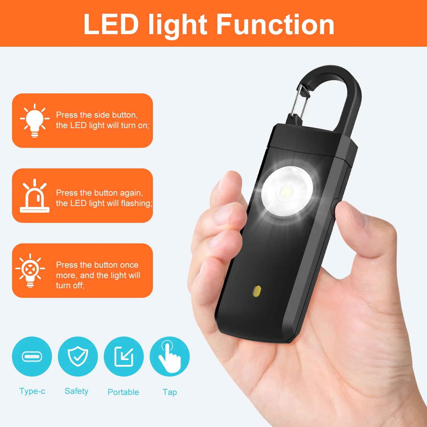 Self Defense Alarm 130dB Anti-wolf Personal alarm for Girl Child Women Loud Panic Alarm Rechargeable Emergency
