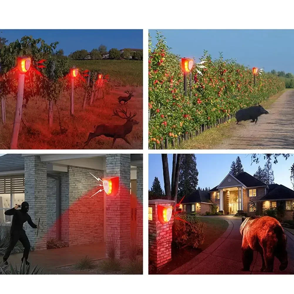1/2pcs Solar Alarm Light IP65 Waterproof Motion Sensor Alarm Lamp Outdoor Garden Dog Barking Animal Driver SecurityFor Farm Yard