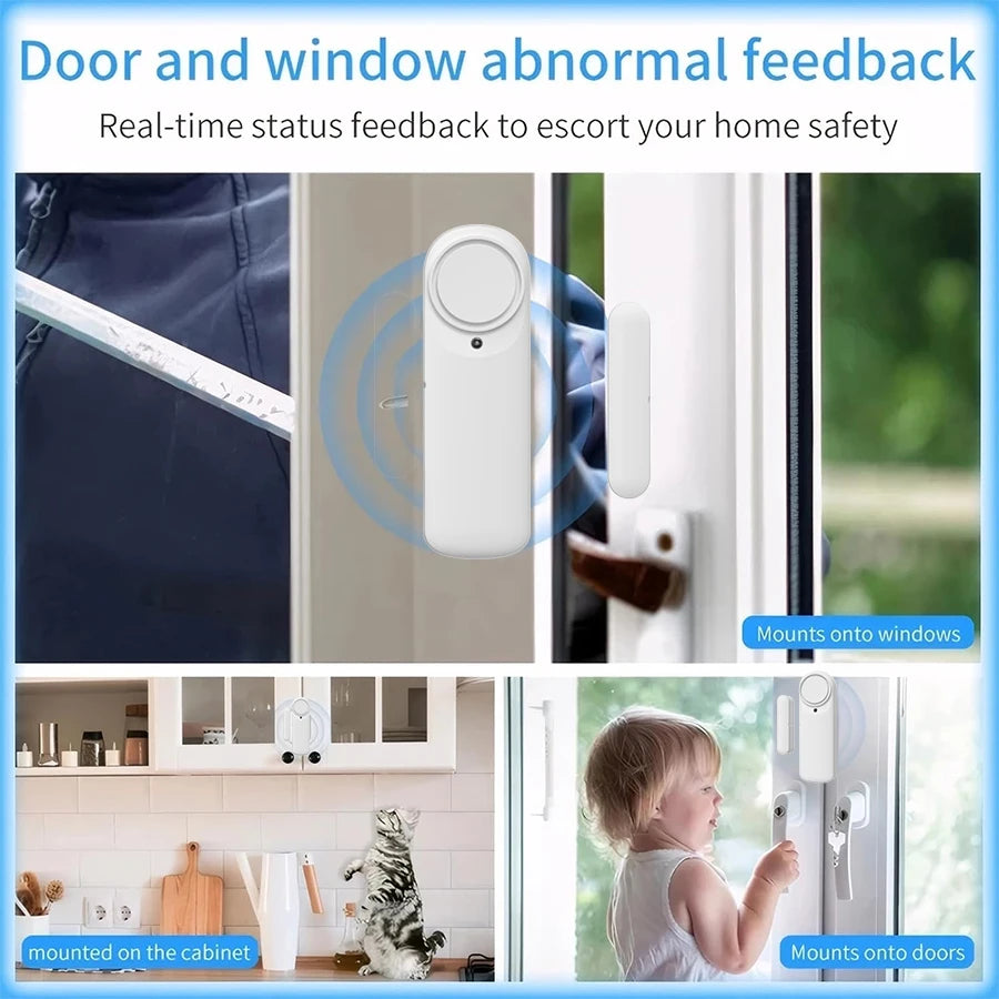 Tuya WiFi Bluetooth Door Window Sensor Alarm, Smart Home Security Contact Sensor Works with Alexa Google Assistant