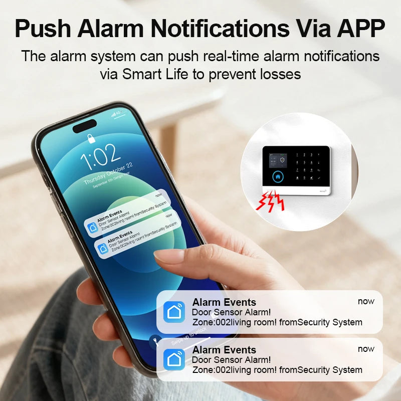 PGST 4G 2G WiFi GSM Wireless Alarm System Home Security Protection Alarm System Set PIR Sensor Works with Tuya Smart Life Alexa