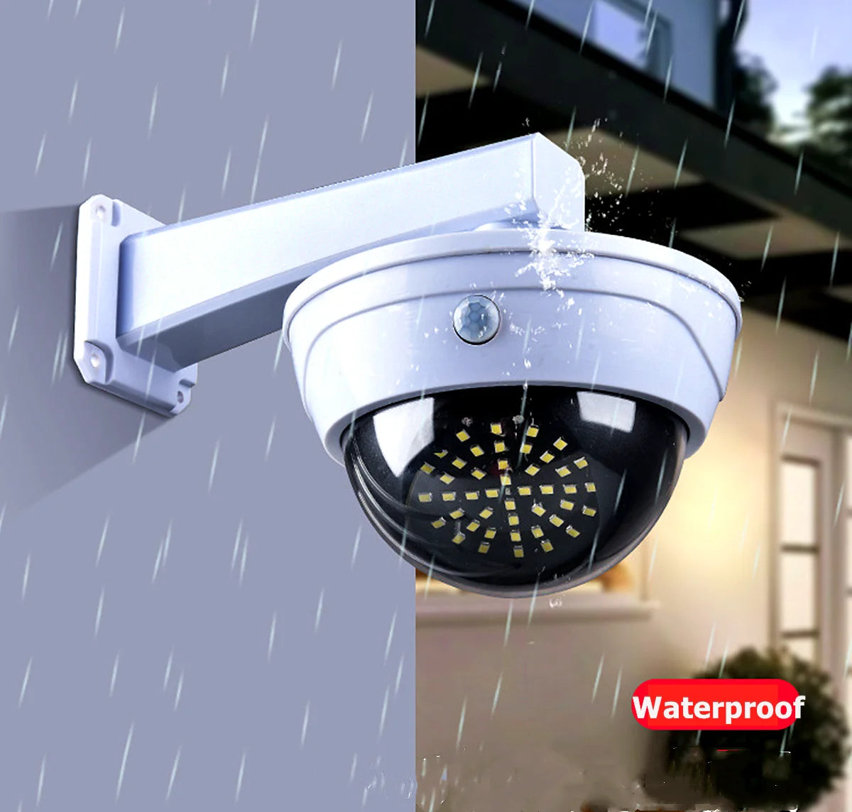 dummy Surveillance fake camera smart outdoor solar battery powered human motion detect flashing light cctv home security cam