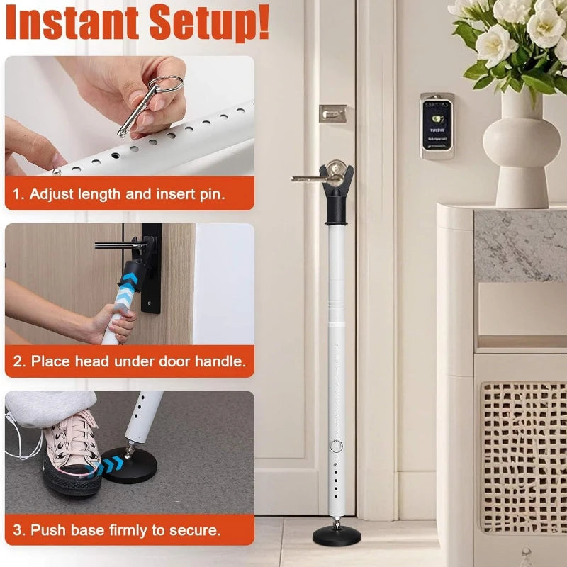 Door Security Bar for Home & Travel Adjustable Heavy Duty Anti-Burglar Door Stopper Stick,Anti-Slip Base for Front, Patio