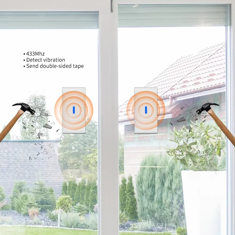 Staniot 433mhz Vibration Detector Window Sensor SOS Button Home Anti-Theft Device Wireless Glass Break Sensor Security Alarm