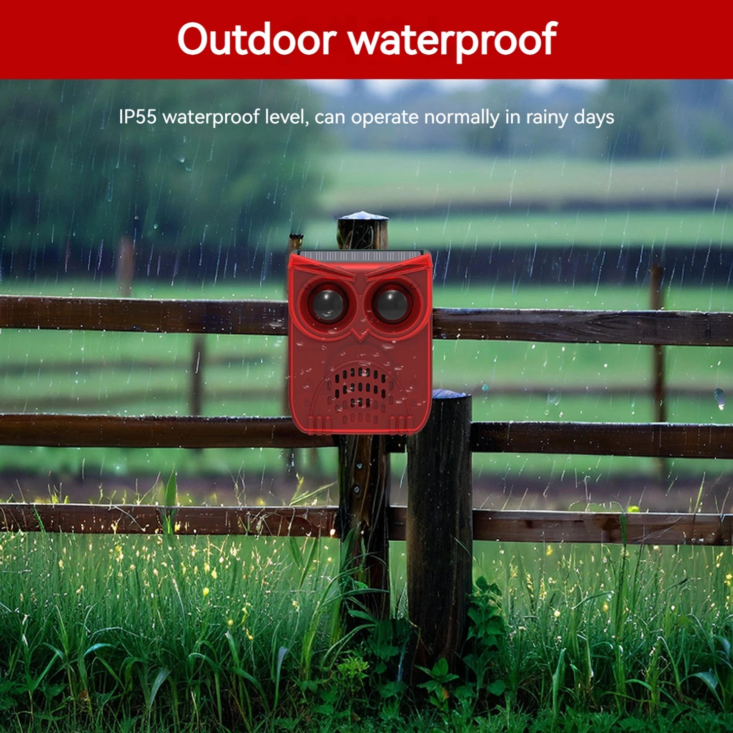 Outdoor Waterproof Solar Outdoor Motion Sensor Alarm Dog Barking&Gunshot Sound Animal Repeller Deter Raccoons Bears and Coyotes