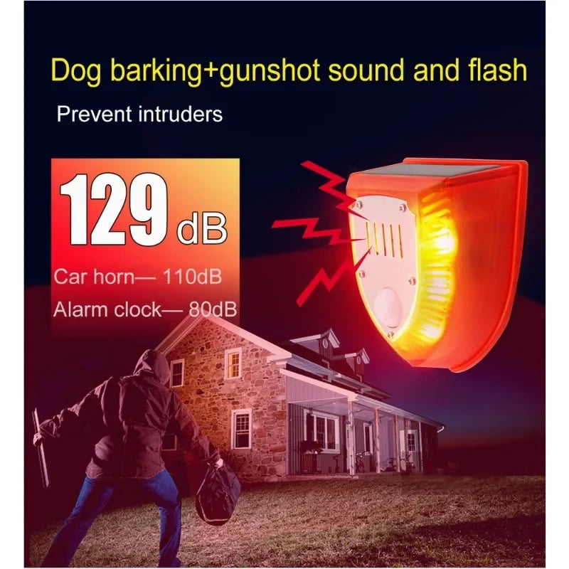 1/2pcs Solar Alarm Light IP65 Waterproof Motion Sensor Alarm Lamp Outdoor Garden Dog Barking Animal Driver SecurityFor Farm Yard