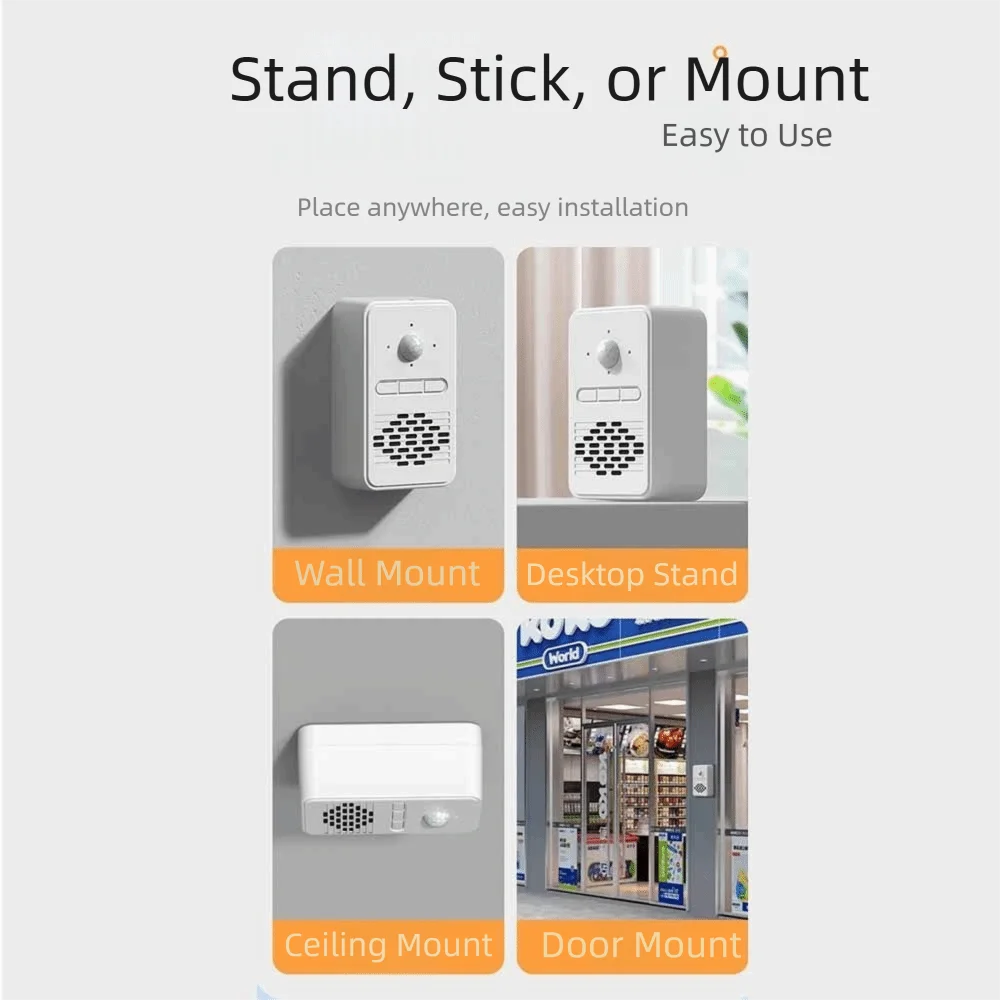 PIR Motion Sensor Wireless Smart Doorbell Anti-theft Audio Alert Motion Sensor Doorbell Waterproof Motion Activated Chime