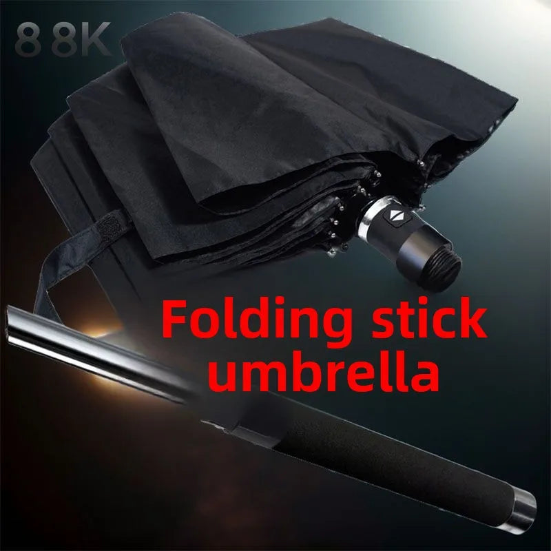 Umbrella Anti-attack Retractable Self Defense Night Light Agent Anti-explosion Umbrella 3 Section Throwing Car Rainshade