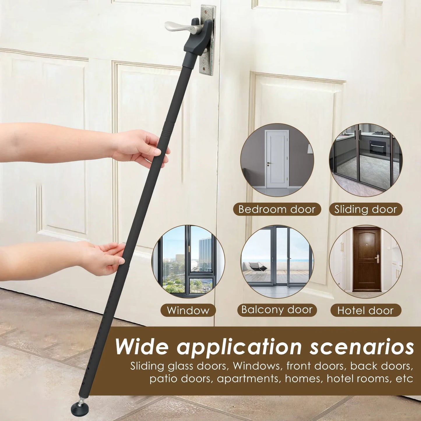 Sliding Door Lock Bar 44-55 Inch Adjustable Door Security Bar Removable Door Stopper Security Patio Door Bar Glass Door Jammer