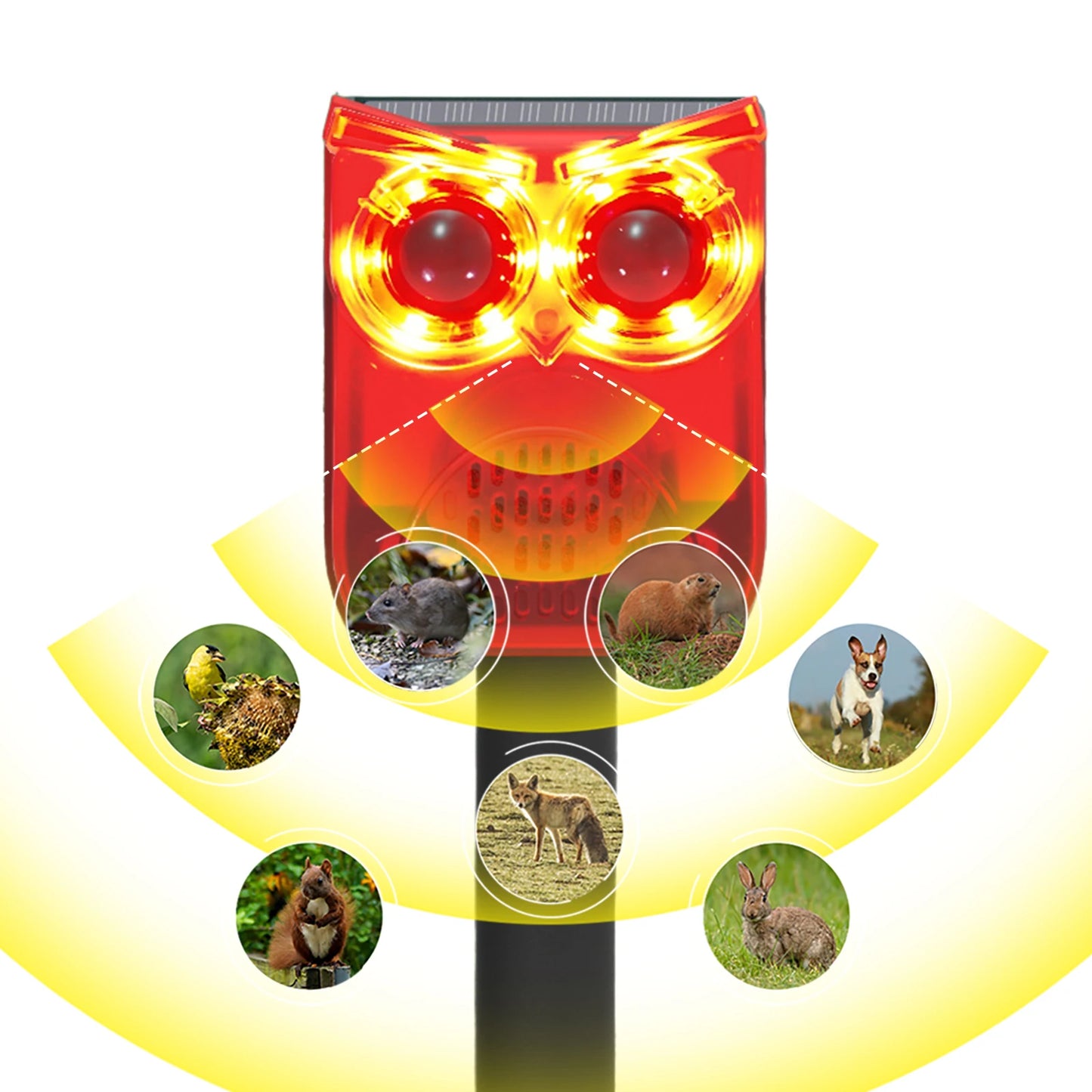 Solar Outdoor Motion Sensor Alarm Waterproof Home Security Alarm Dog Barking&Gunshot Sound Animal Repeller Loud Noise Maker