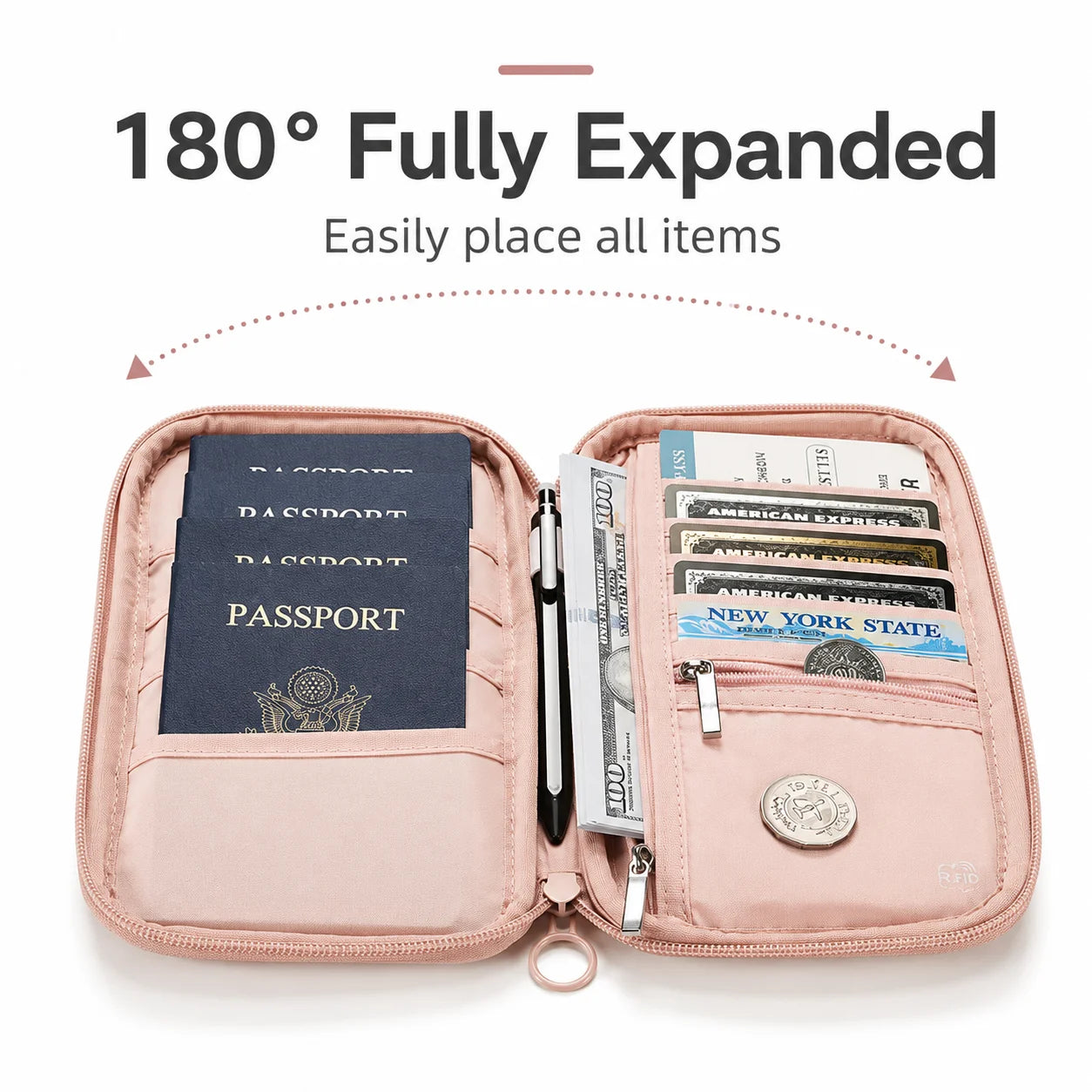 RFID Blocking Passport Holder Travel Wallet Durable Anti-Theft Card Slots Protective Case Flights Travel Organizer for Women Men