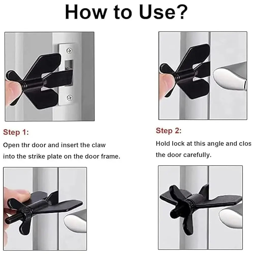 Adjustable Travel Door Lock Portable Heavy Duty Door Stopper Stainless Steel Lightweight Butterfly Door Stopper for Travel Hotel
