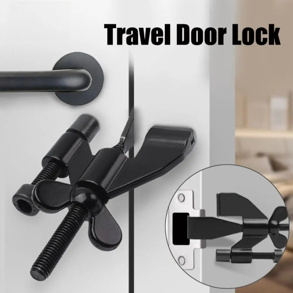 Adjustable Travel Door Lock Portable Heavy Duty Door Stopper Stainless Steel Lightweight Butterfly Door Stopper for Travel Hotel