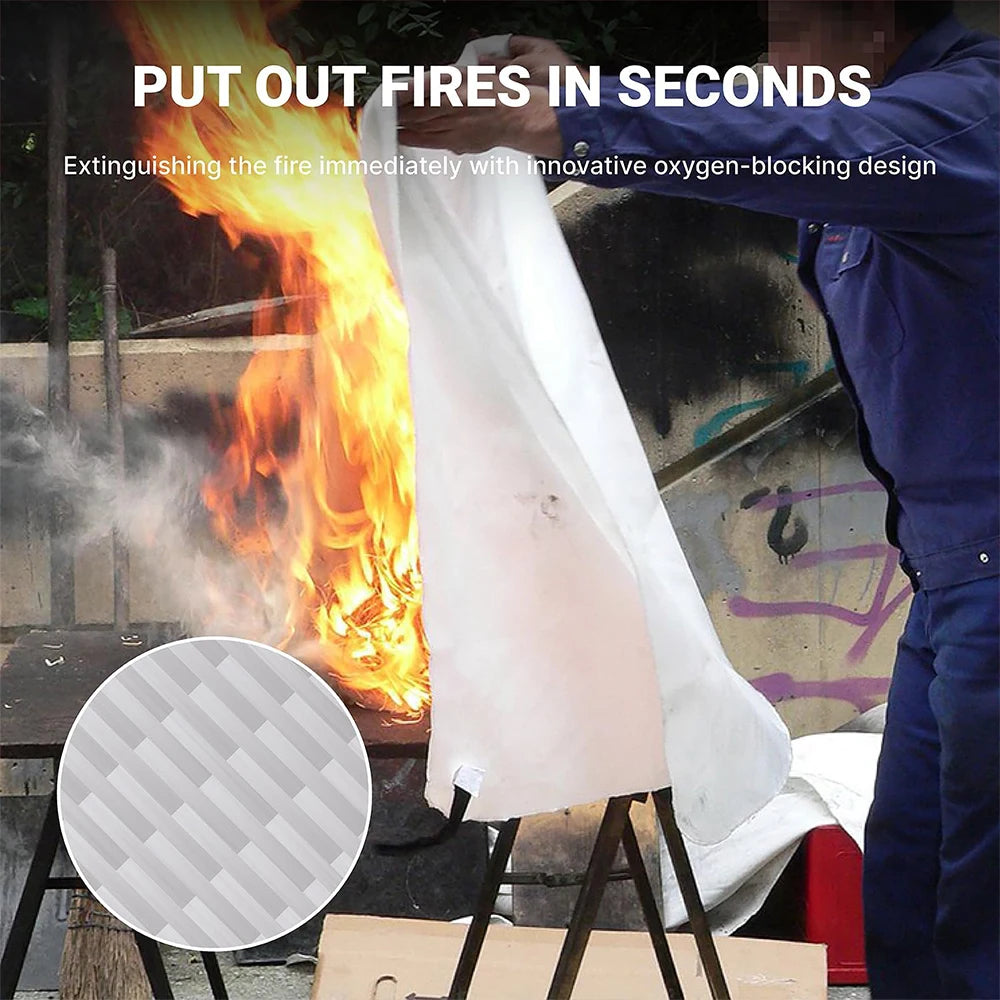 4Pcs Fire Blanket Reusable Fiberglass Fire Emergency Blanket Fire Shelter Safety Cover for Kitchen Car Camping Grilling Office
