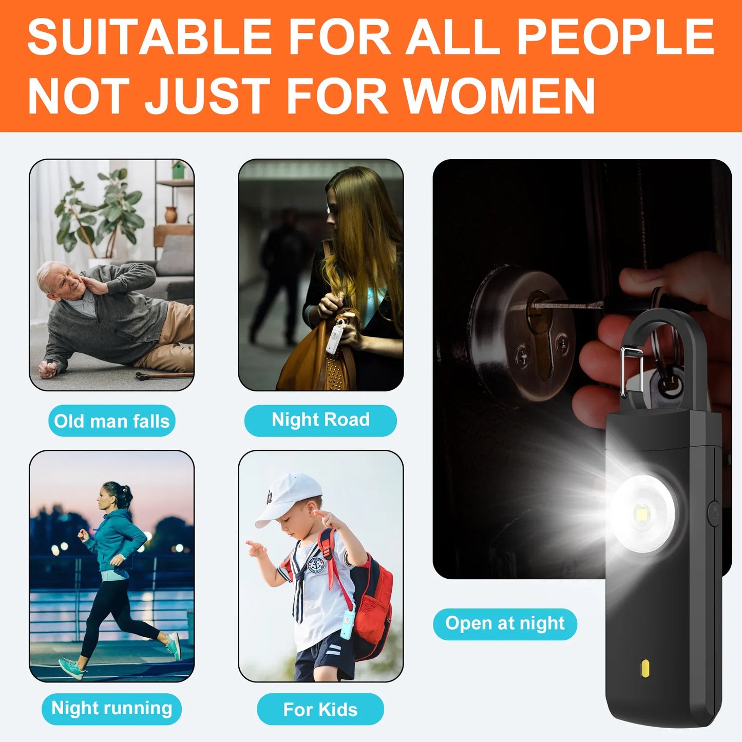 Self Defense Alarm 130dB Anti-wolf Personal alarm for Girl Child Women Loud Panic Alarm Rechargeable Emergency