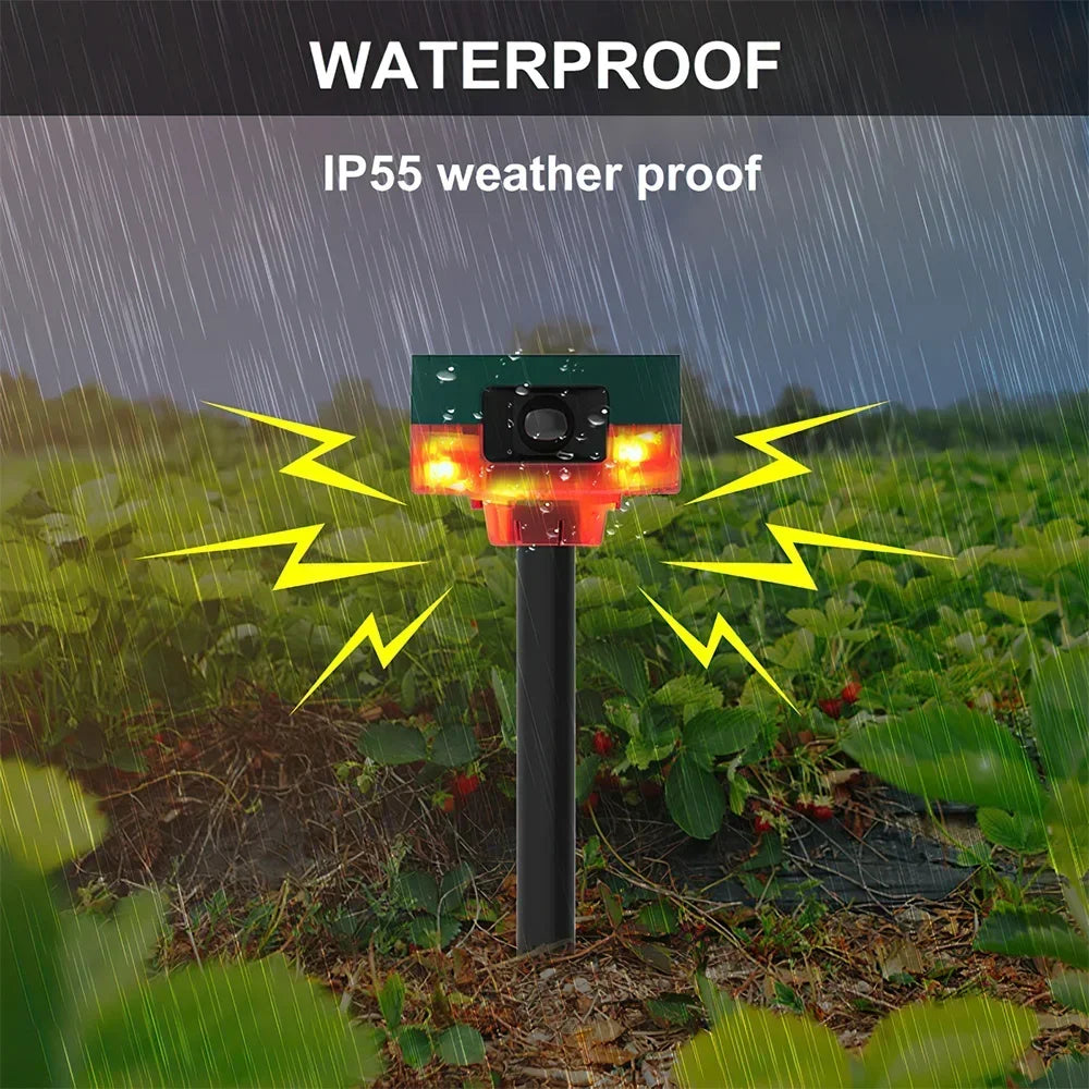 Solar Infrared Motion Sensor Alarm Detector Waterproof Outdoor Animal Repeller Security Alarm 129dB Dog Barking Gunshots Sound