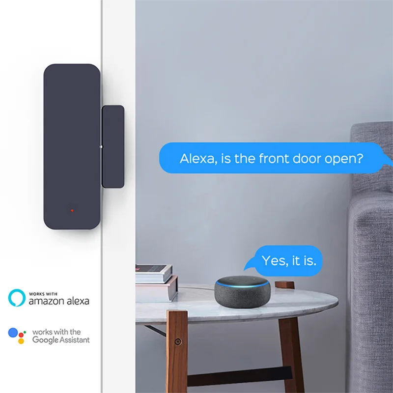 Tuya Zigbee Wifi Smart Door Sensor Window Entry Security Burglar Magnetic Alarm Compatible with Tuya Smart Alexa Google Home