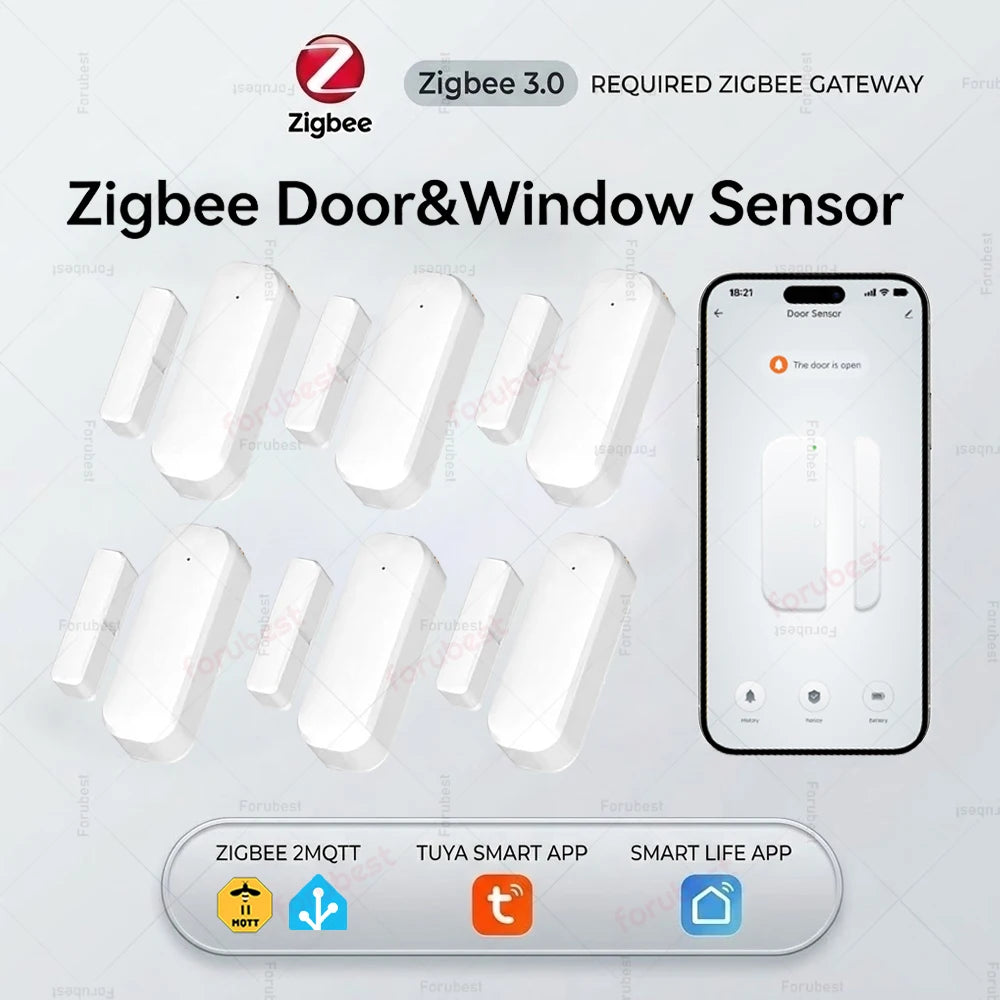 Zigbee Door Sensor Window Sensor Wireless Magnetic Open Closed Detector Smart Home Security Burglar Sensor For Tuya Z2M HA Hub