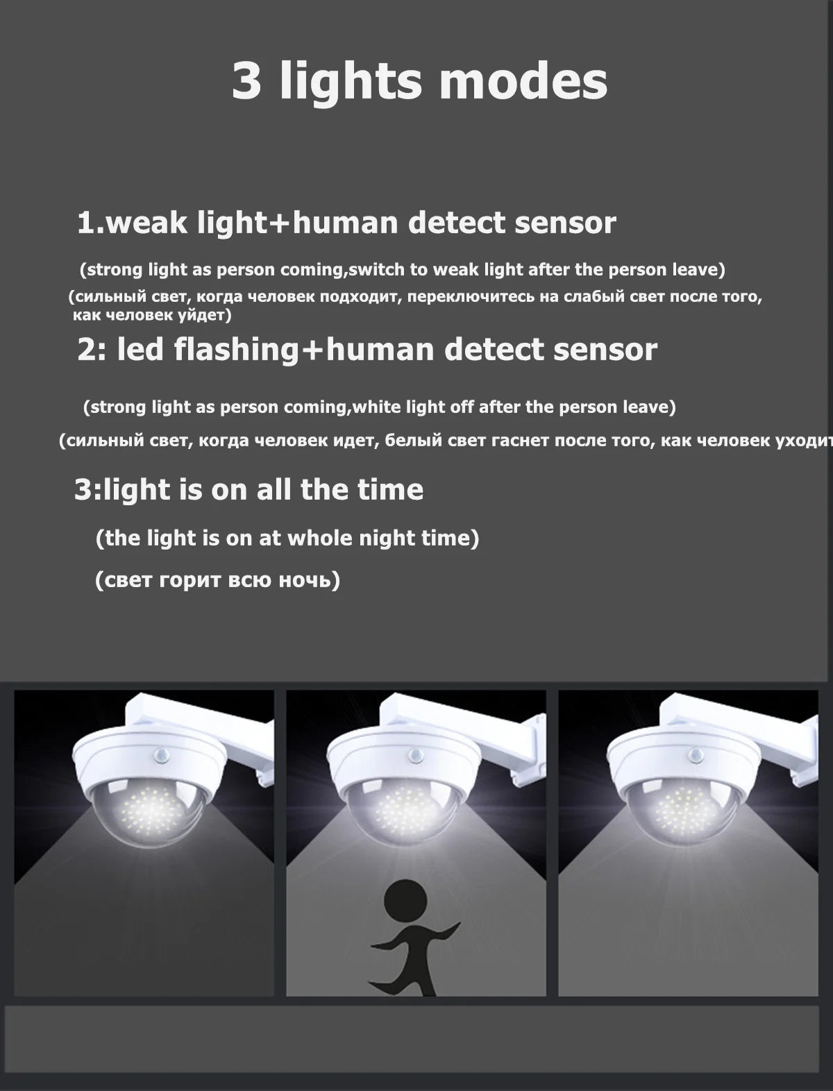 dummy Surveillance fake camera smart outdoor solar battery powered human motion detect flashing light cctv home security cam