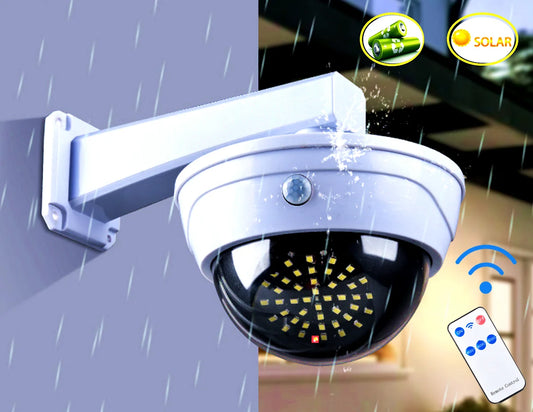dummy Surveillance fake camera smart outdoor solar battery powered human motion detect flashing light cctv home security cam