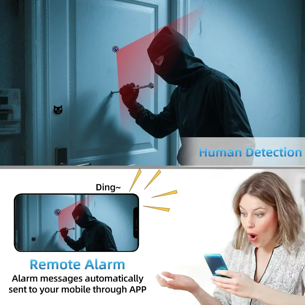 3MP HD Video Peephole WiFi Camera 170° Wide-angle Human Detection Two-Way Audio Door Viewer Video-eye Wireless Cat-eye Cam TUYA