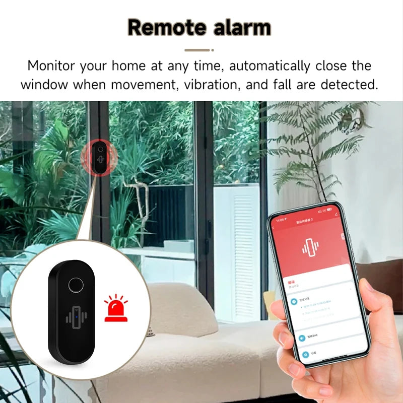 Tuya WiFi Vibration Sensor Wireless Glass Break Detector Smart Home Security Alarm Real-Time Alert Smart Life APP Remote Control