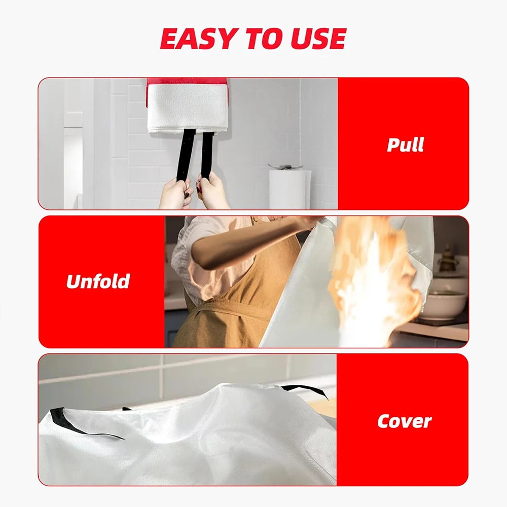 Pack Of 2 Fire Blanket Fiberglass Fire Emergency Rescue Shelter Flame Retardant Escape Survival Safety Cover