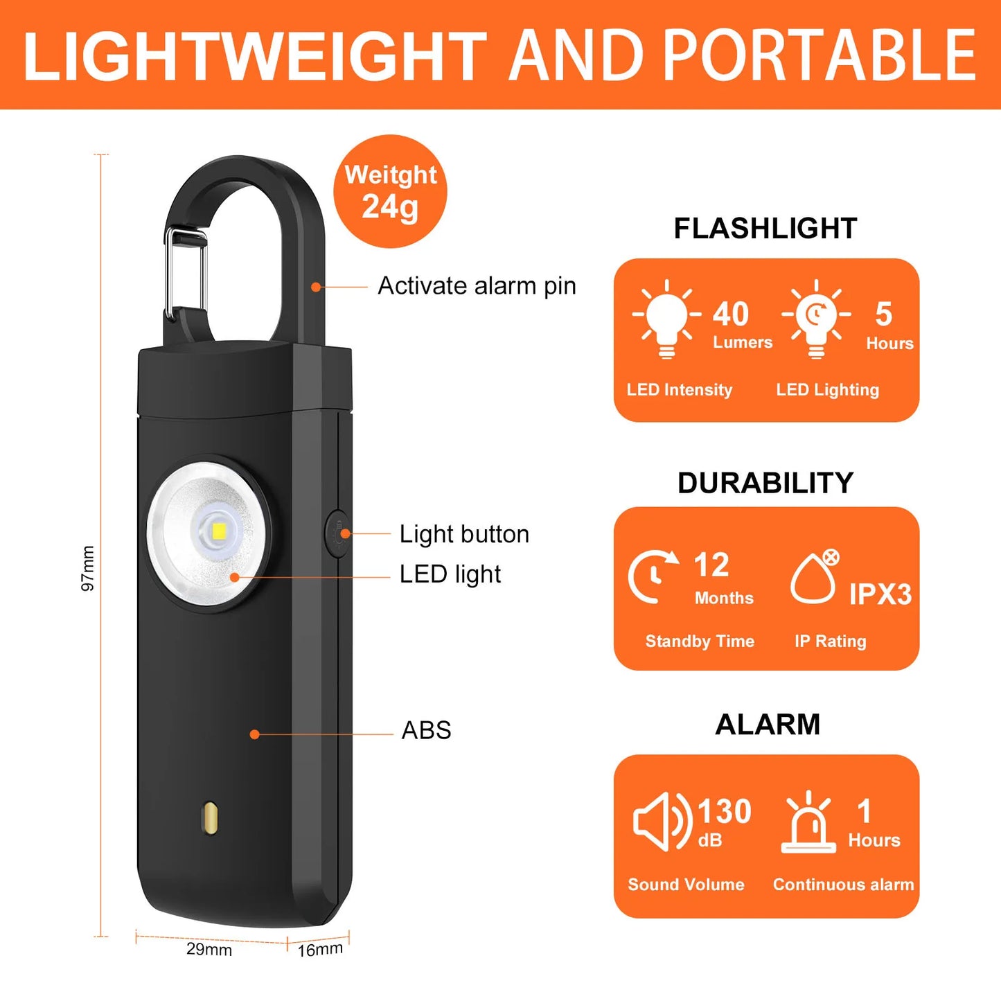 Self Defense Alarm 130dB Anti-wolf Personal alarm for Girl Child Women Loud Panic Alarm Rechargeable Emergency