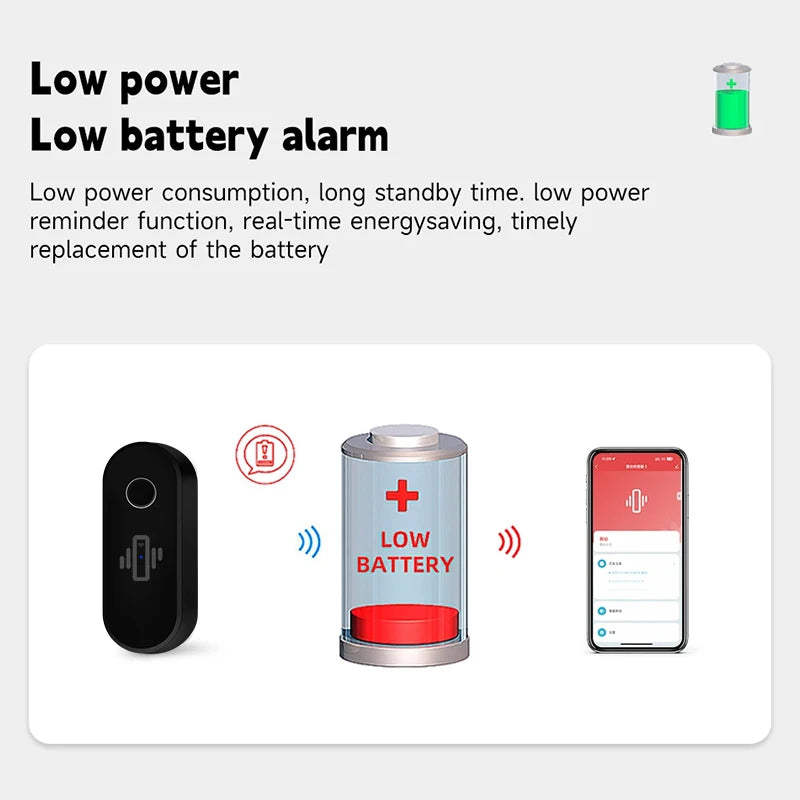 Tuya WiFi Vibration Sensor Wireless Glass Break Detector Smart Home Security Alarm Real-Time Alert Smart Life APP Remote Control