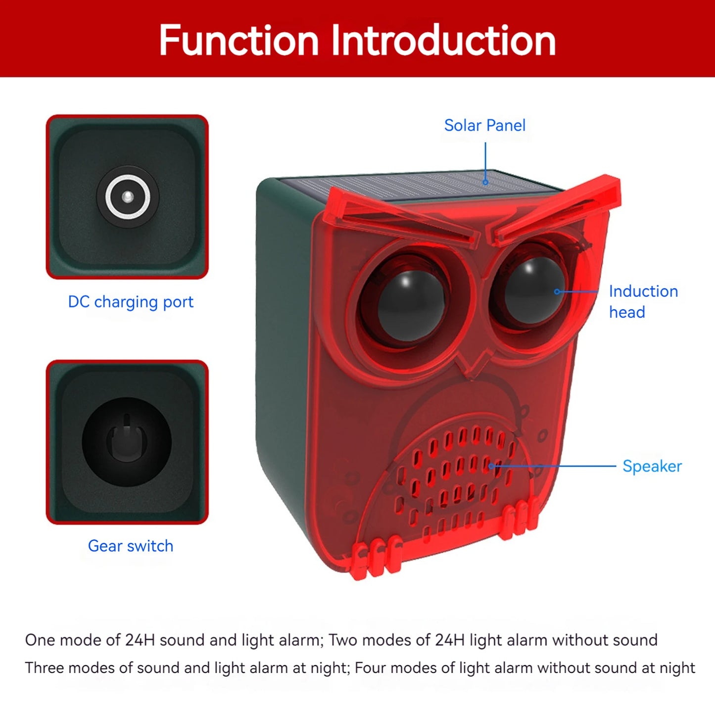 Outdoor Waterproof Solar Outdoor Motion Sensor Alarm Dog Barking&Gunshot Sound Animal Repeller Deter Raccoons Bears and Coyotes
