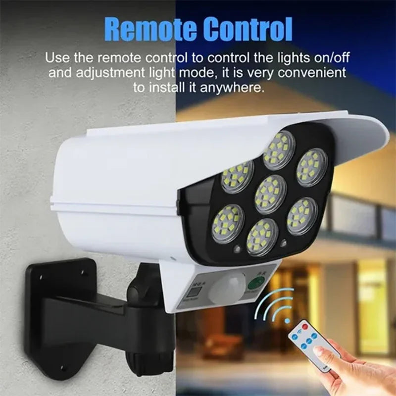 1-2Pack 77LED Solar Motion Sensor LED Light Outdoor Dummy Camera Wireless Security Flood Light Waterproof Lamp For Home Garden