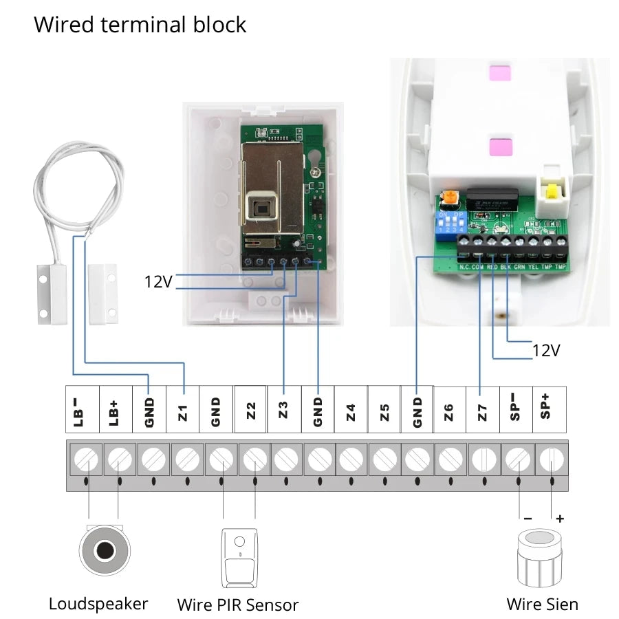 3PCS Wired Glass Break Detector Sensor for Home Burglar Alarm Adjustable Sensitivity