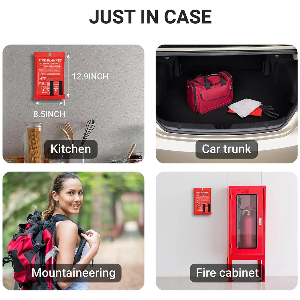 Pack Of 2 Fire Blanket Fiberglass Fire Emergency Rescue Shelter Flame Retardant Escape Survival Safety Cover