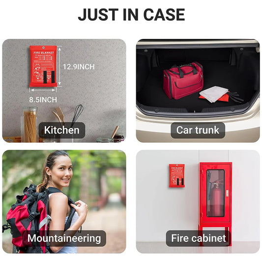 Pack Of 2 Fire Blanket Fiberglass Fire Emergency Rescue Shelter Flame Retardant Escape Survival Safety Cover