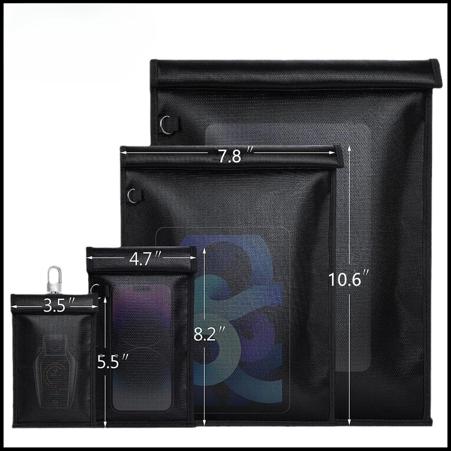Car Key Signal Blocker Bag Waterproof Fireproof RFID Blocking Pouch Faraday Bag for Car Keys Phone Wallet Anti-Theft Protection