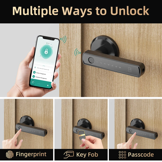 Viladepot Handle Shaped Smart Lock Fingerprint Door Lock App Control Passcode Unlock Electronic Touchscreen Keypad Indoor