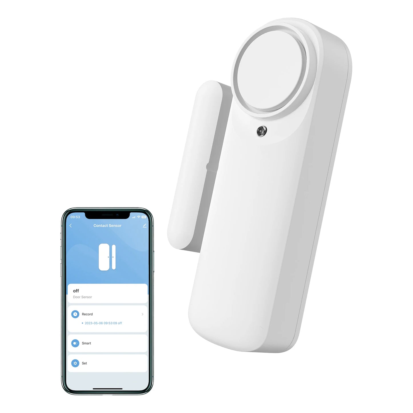 Tuya WiFi Bluetooth Door Window Sensor Alarm, Smart Home Security Contact Sensor Works with Alexa Google Assistant