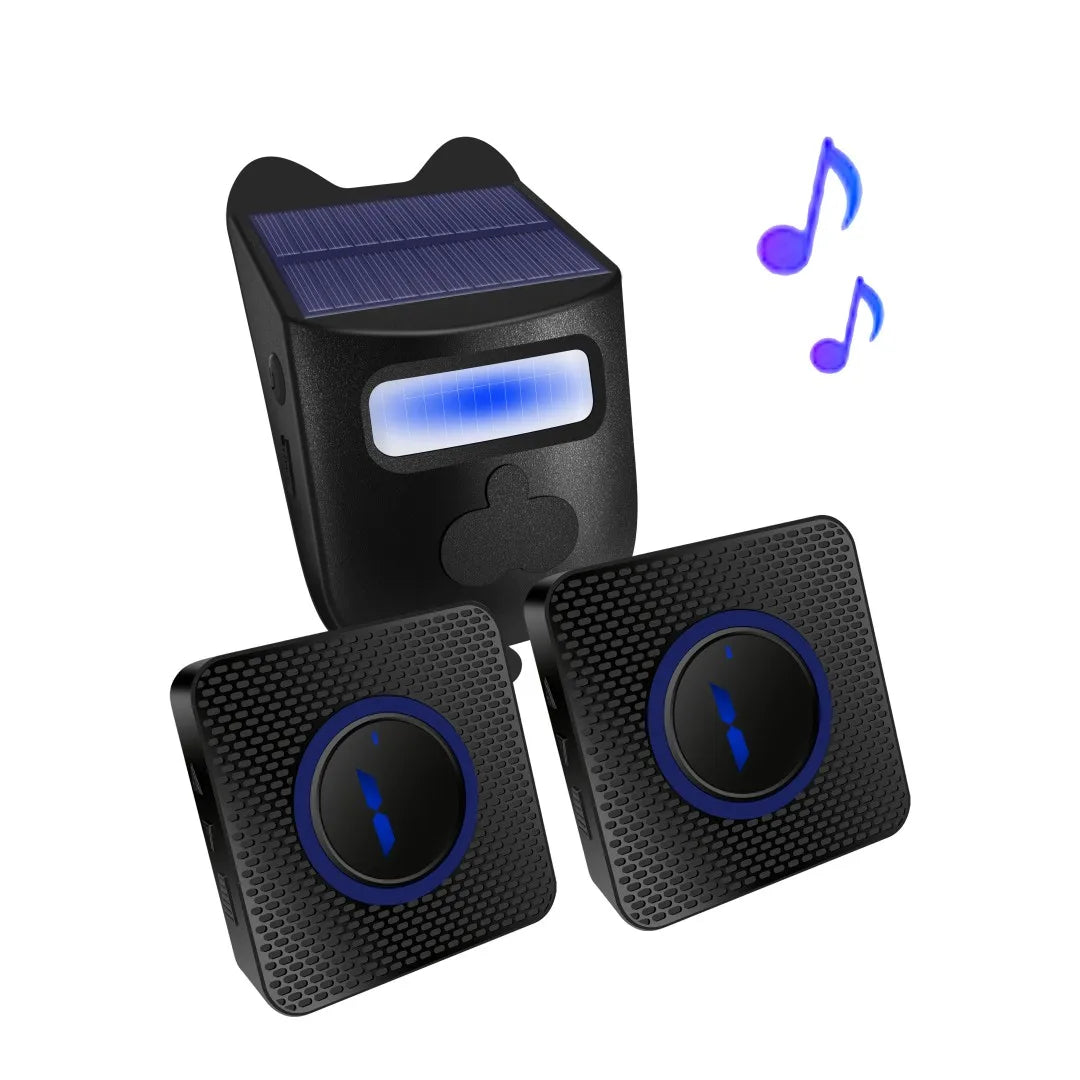 Motion Sensor Chime, Solar Chime, Security Sensor, Door Security Alert, 4 Levels of Volume, Solar Wireless Doorbell
