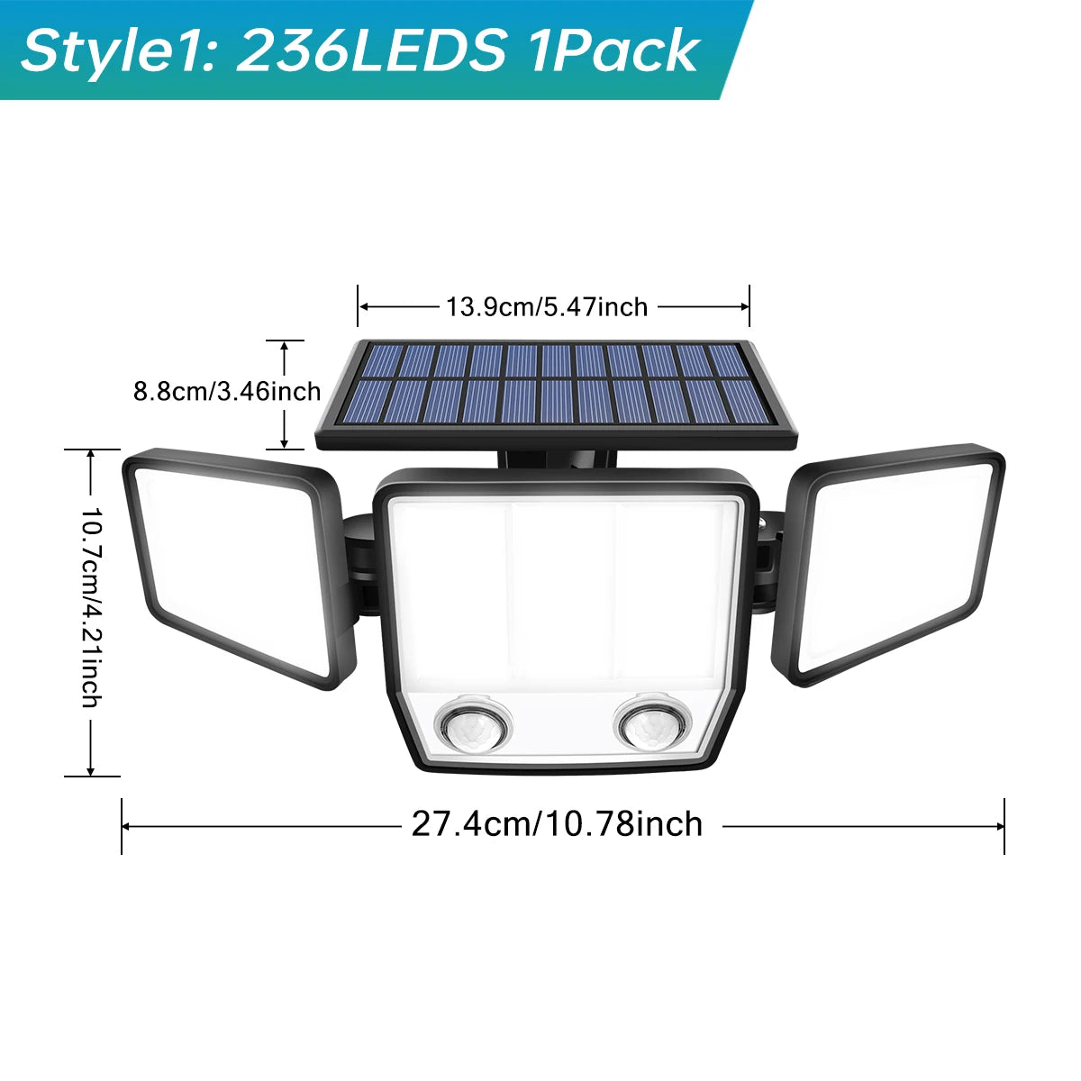3000LM Solar Light With Dual PIR Motion Detector 3 Lighting Modes 270° Illumination IP65 Waterproof Security Garde Flood Lights