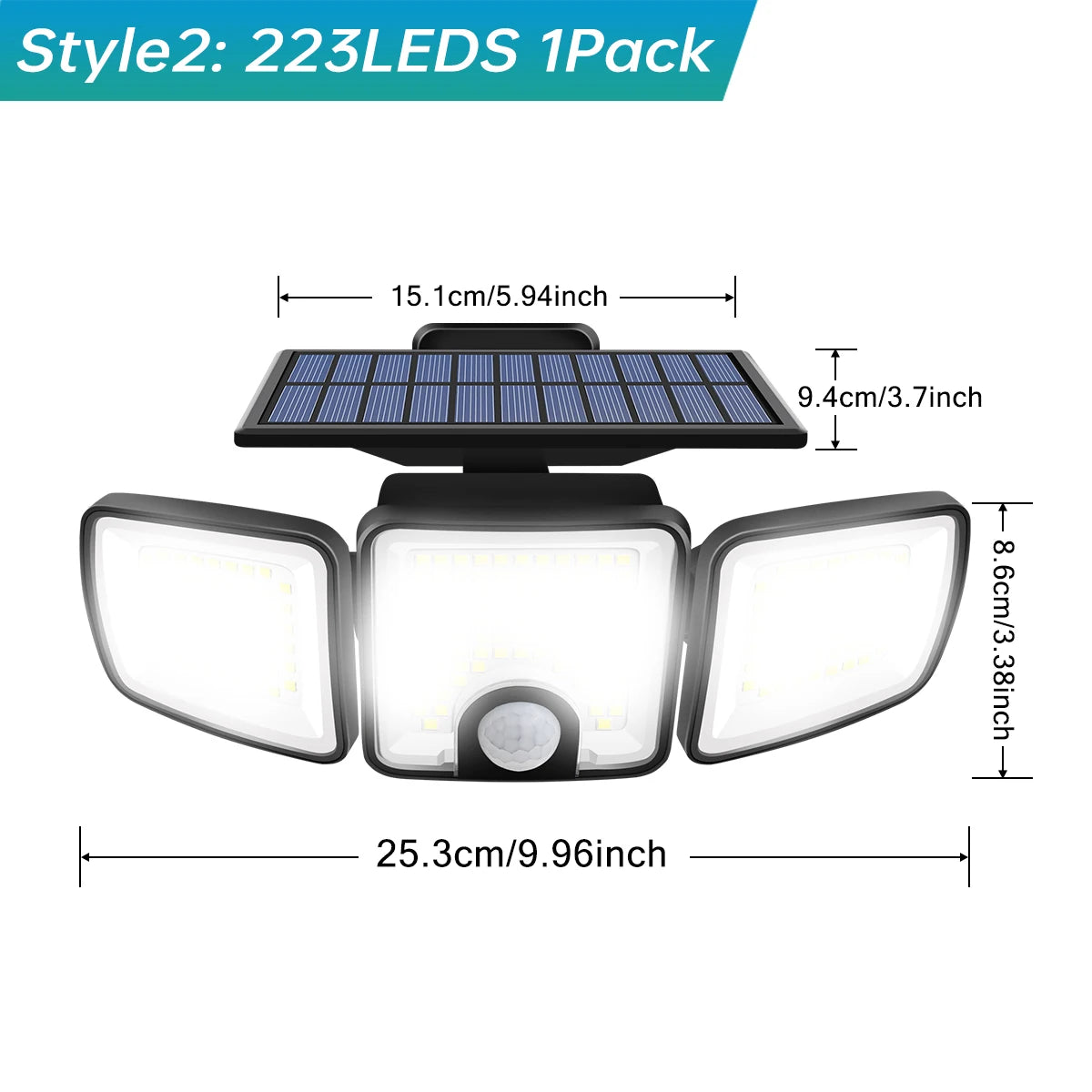 3000LM Solar Light With Dual PIR Motion Detector 3 Lighting Modes 270° Illumination IP65 Waterproof Security Garde Flood Lights