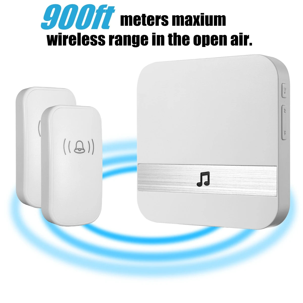 Smart Doorbell Wireless Waterproof 300 M Range Door Bell UK 52 Chime 4 Volume Ring Ding-Dong Alarm For House Hotel Hospital