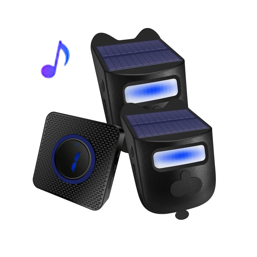Motion Sensor Chime, Solar Chime, Security Sensor, Door Security Alert, 4 Levels of Volume, Solar Wireless Doorbell