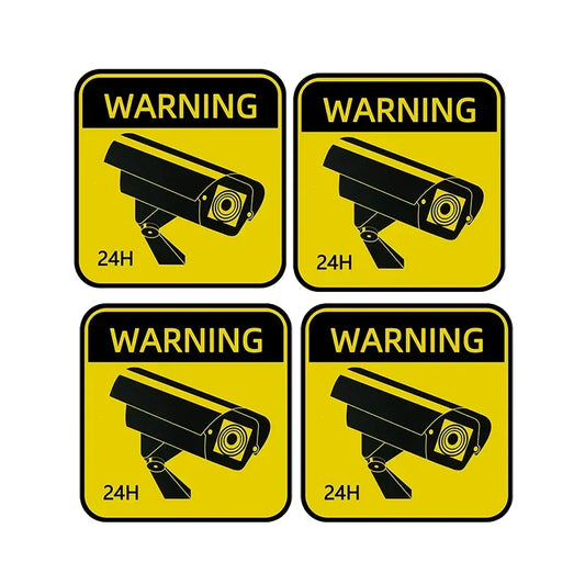 4pcs Waterproof Sunscreen Warning Signs Car Sticker Video Surveillance Alarm Stickers Car Styling Accessories 8cm*8cm