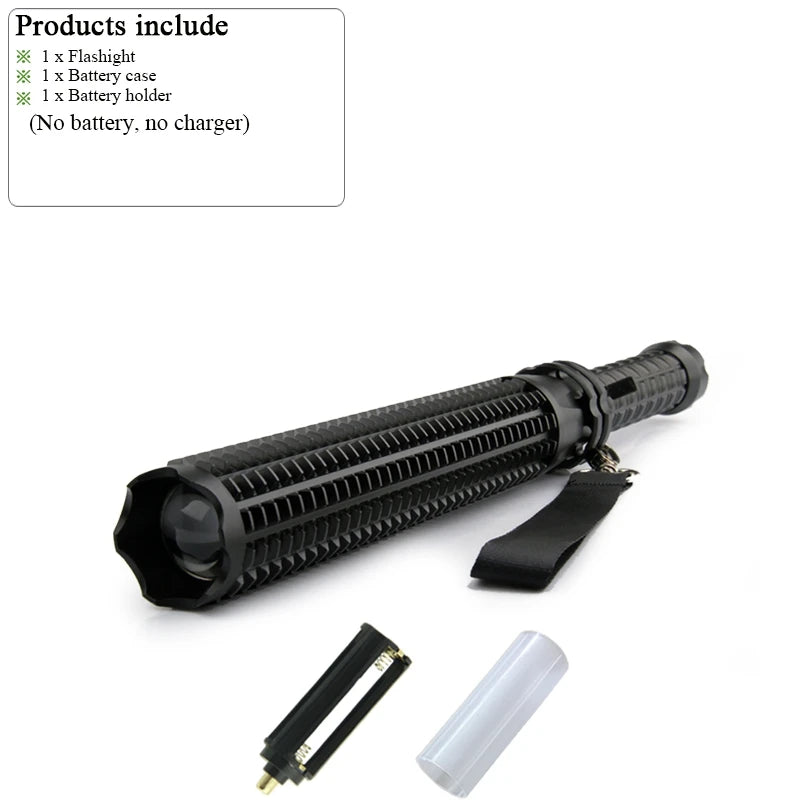 200000LM Baseball Flashlight Self-defense LED Flashlights Zoomable Lamp Rechargeable Light 5 Modes Powerful Torch For Camping