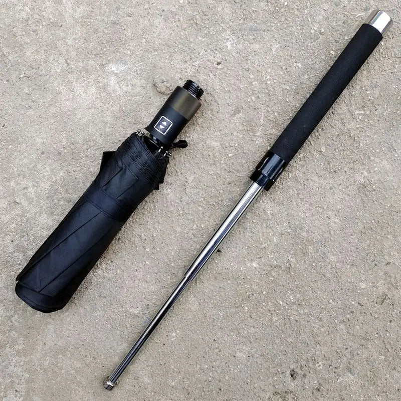 Umbrella Anti-attack Retractable Self Defense Night Light Agent Anti-explosion Umbrella 3 Section Throwing Car Rainshade