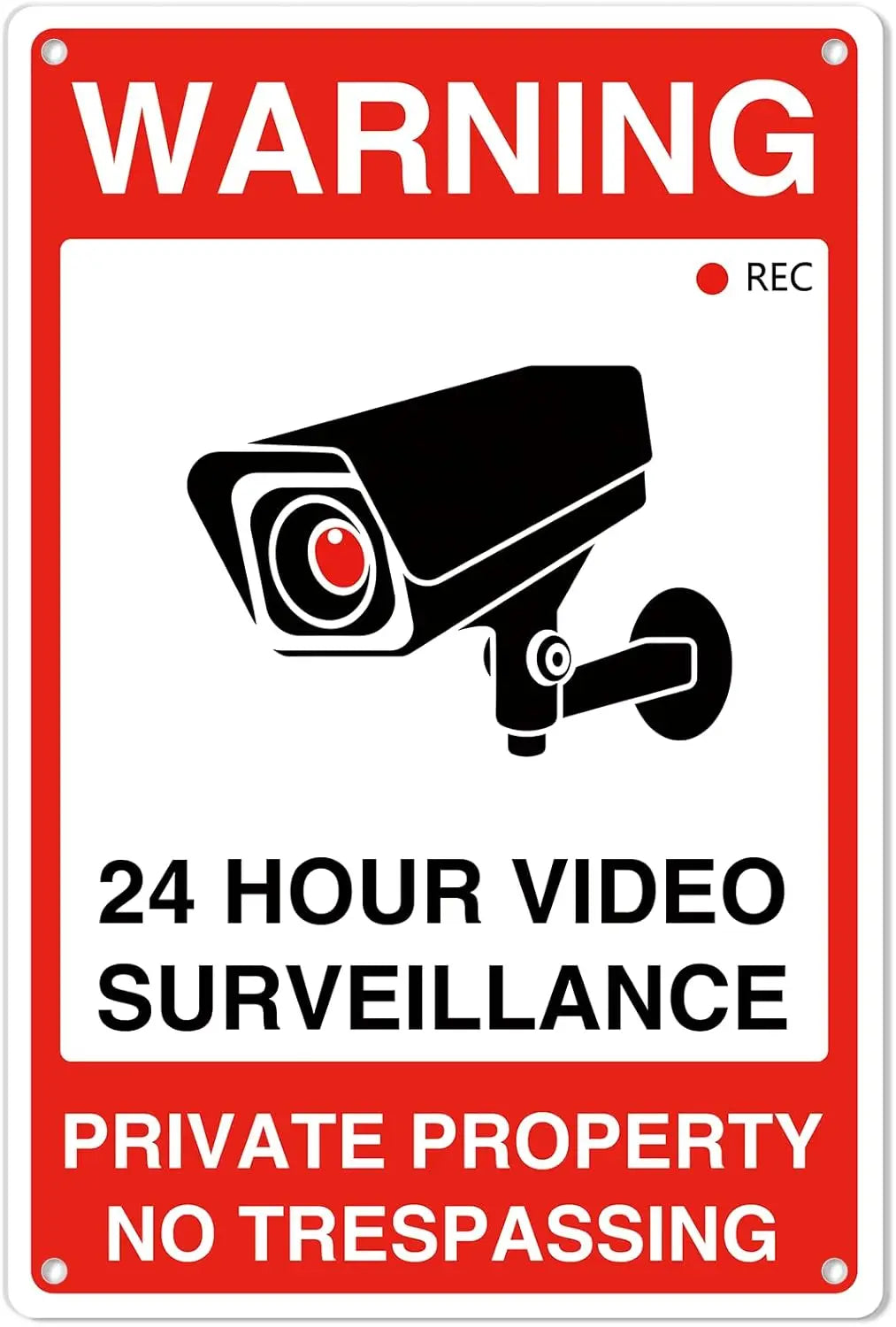 Private Property No Trespassing Aluminum Sign with Video Surveillance - Rust-Free Tin 24 Hour Security for Home,Yard,Garden, Ma